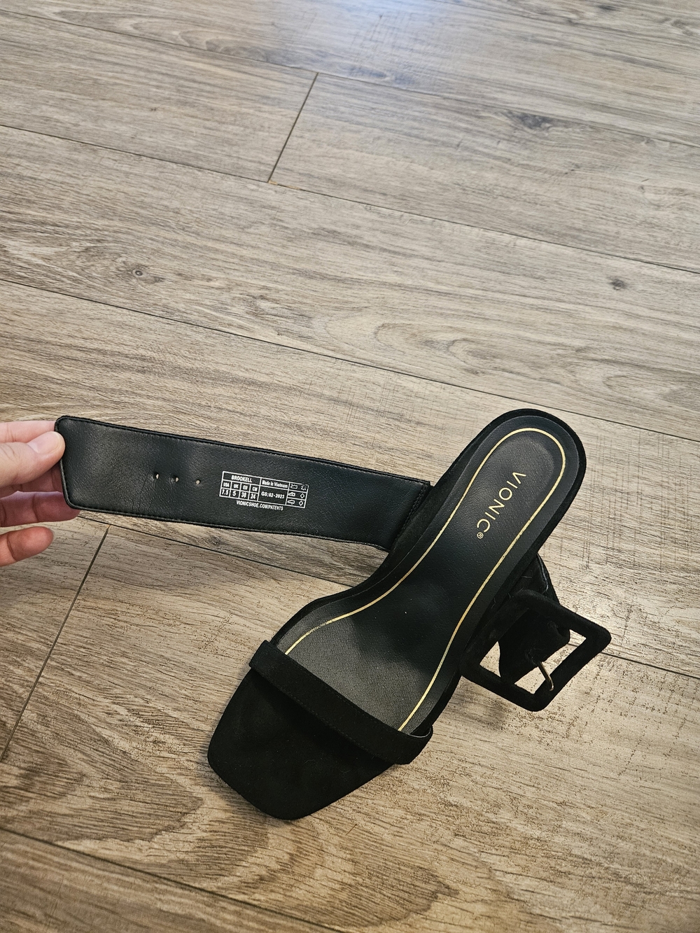 Vionic Brookell Black Suede Buckle Slide Heels Size 7.5 - Picture 9 of 11